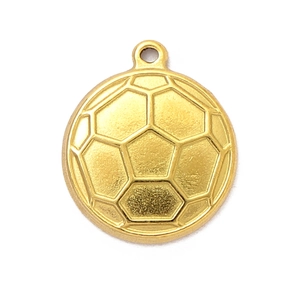 Goldener 3D Fußball Anhänger aus Edelstahl für DIY Halsketten und Schmuckherstellung