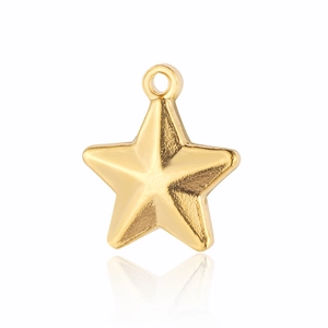 Gros plan d'un pendentif étoile 3D en or poli avec anneau pour bijoux DIY