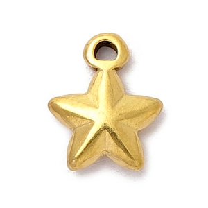 Makro-Detail eines minimalistischen 3D-Sternanhängers in mattem Goldfinish