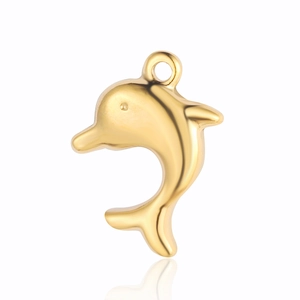 Vue détaillée d'un pendentif dauphin doré poli pour bijoux DIY et colliers