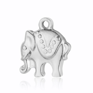 Pendentif éléphant en acier inoxydable poli avec détails texturés et bélière