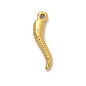 Polierter goldener Chili-Anhänger mit Hochglanzfinish und rundem Aufhängering