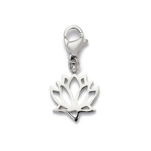 Polished stainless steel hollow lotus flower pendant with lobster clasp for DIY jewelry
