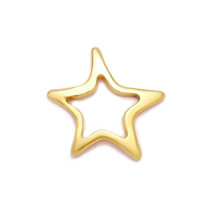 Polished gold stainless steel star pendant with a hollow center and smooth rounded edges