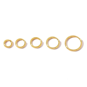 Anneaux doubles en acier inoxydable plaqué or 18K en cinq tailles pour la création de bijoux