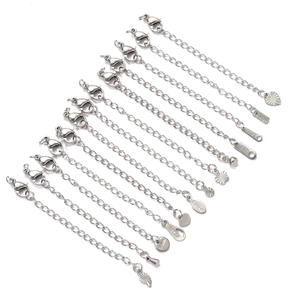 Chaîne d'Extension de Bijoux en Acier Inoxydable Avec Fermoir Mousqueton Charme Cœur Fleur Étoile Apprêts de Bijoux DIY Femme