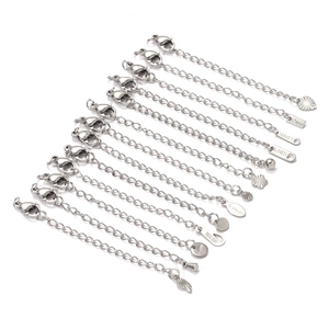 Set de 11 chaînes d'extension en acier inoxydable avec fermoirs homard et pendentifs cœur