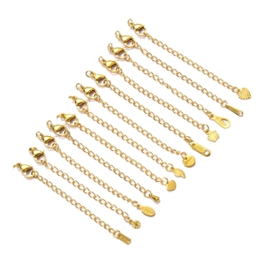 Lot de chaînes d'extension en acier inoxydable doré 18 carats avec fermoirs mousqueton