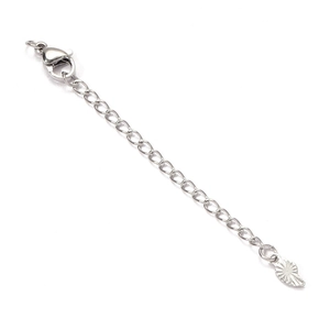 Chaîne d'extension en acier inoxydable plaqué or 18 carats avec fermoir et pendentif
