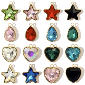 Pendentifs en Acier Inoxydable Verre de Cristal Goutte Cœur Étoile pour Fabrication de Bijoux DIY Accessoires Collier Femme
