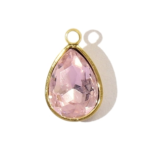 Pendentif goutte en cristal rose avec cadre doré en acier inoxydable pour collier