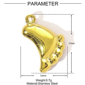 Polished stainless steel irregular pendant 17mm x 12mm size and 0.7g weight parameters