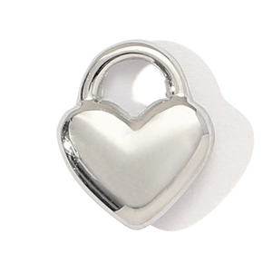 Polished stainless steel heart-shaped lock pendant with mirror finish and simple hoop