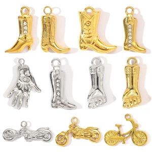 Pendenti in Acciaio Inossidabile Ciondoli DIY Vintage Stivali Western Pugno Motocicletta Mano di Hamsa Strass Collana