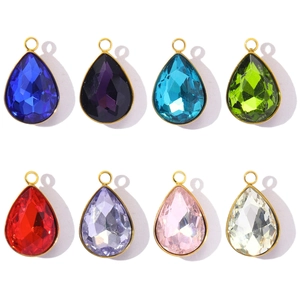 Vintage Stainless Steel Teardrop Pendant Crystal Glass Charms For DIY Necklace Jewelry Making Accessories For Women