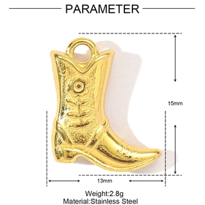 Parametri dettagliati delle dimensioni del ciondolo a stivale da cowboy in oro e acciaio