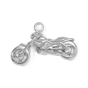 Pendaglio moto in acciaio inossidabile lucido argento per collane fai-da-te con strass