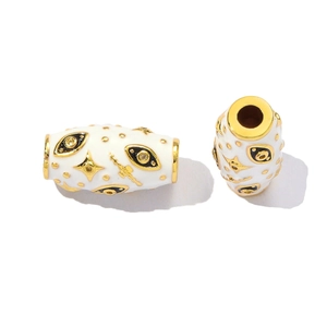 Evil eye bead with gold stars and white enamel for DIY bracelet making and jewelry design