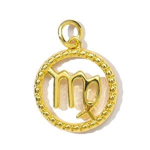 French vintage style Virgo constellation round gold pendant for necklace making