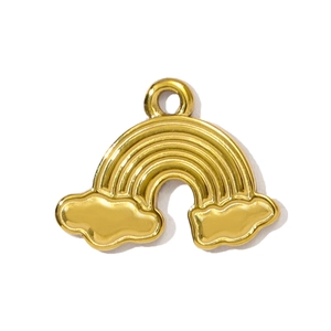 Pendentif arc-en-ciel et nuage doré en acier inoxydable poli pour création de bijoux