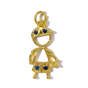 Makroaufnahme eines goldenen Jungenanhängers mit blauen Saphiren und gelbem Stern