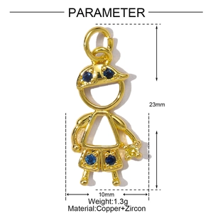 Detailansicht goldener Jungen-Anhänger mit blauen und gelben Zirkonia-Einlagen