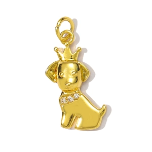 Detailansicht goldener Hundeanhänger mit Krone und Zirkonia für DIY Schmuckherstellung