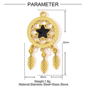 Λεπτομερείς προδιαγραφές μεγέθους για μενταγιόν ονειροπαγίδα με πέτρα αστέρι και διαστάσεις