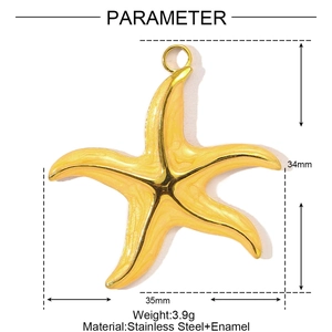 Dimensiones del colgante de estrella de mar amarilla en acero inoxidable y esmalte