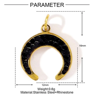 Détails des paramètres du pendentif fer à cheval en acier inoxydable doré et strass