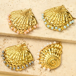 Gouden Franse schelphangers met gekleurde parels voor doe-het-zelf sieraden en kettingen