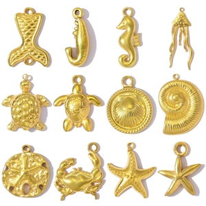 Oceaan Serie Roestvrij Stalen Hangers Franse Vintage Zeester Zeepaardje Schildpad Krab Schelp Kwal Voor DIY Sieraden Maken