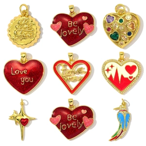 Copper Enamel Zirconia Heart Bee Bird Star Charms For DIY Necklace Earring Jewelry Making French Vintage Women Accessories