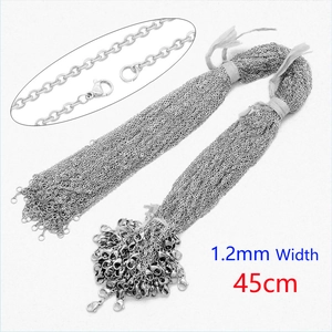 Detail of 1.2mm width and 45cm length stainless steel O-chain with lobster clasps