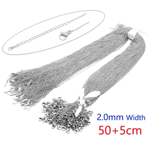 Detail of 2mm silver stainless steel chain necklaces with lobster clasp and 50cm length