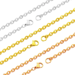 Collane a catena in acciaio inossidabile nei colori argento, oro e oro rosa con chiusura