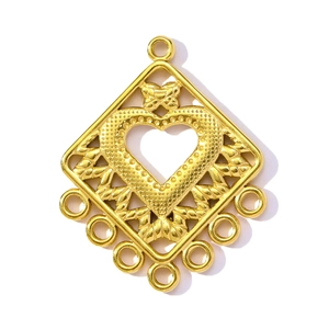 Detailed view of gold fan-shaped geometric stainless steel pendant connector for jewelry DIY