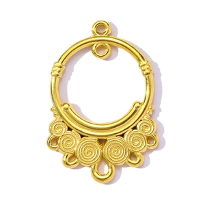 Golden geometric fan-shaped stainless steel multi-hole connector for DIY jewelry making