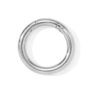 Fermoir anneau à ressort rond en acier inoxydable argenté pour bijoux DIY