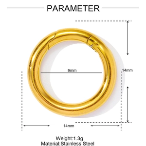 Fermoir à ressort rond de 14mm en acier inoxydable poli pour la création de bijoux