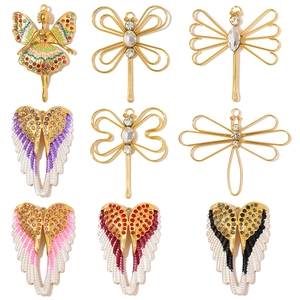 Stainless Steel Rhinestone Enamel Angel Wings Dragonfly Fairy Pendants For DIY Necklace Jewelry Making Gold Plated Charms