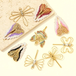 Exquisite stainless steel fairy wings and dragonfly pendants with rhinestones for DIY jewelry