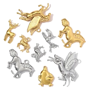 Colgantes DIY de acero inoxidable en oro y plata con unicornios y alces para joyería