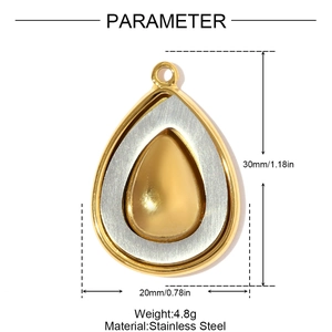 Spécifications de taille pour pendentif goutte en acier inoxydable de 30 mm