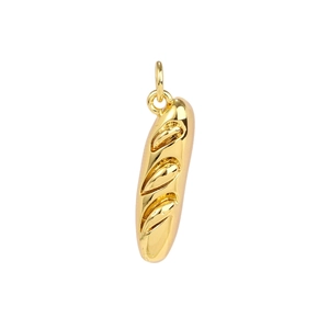Detailed view of creative gold-plated baguette-shaped pendant with polished finish