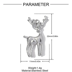 Tabla de tallas de colgante de alce en acero con dimensiones de 22mm por 11mm