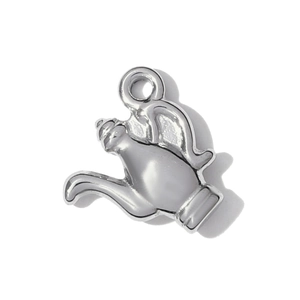 Detailed view of silver teapot charm in polished stainless steel for DIY jewelry making