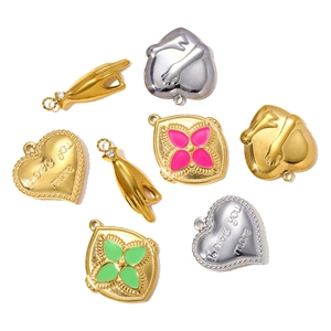 DIY stainless steel charms with love you more heart and hand gesture pendants