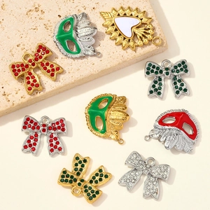 Ciondoli maschera e fiocchi in acciaio inossidabile con strass e smalto colorato DIY