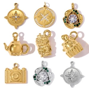 Roestvrij Staal Strass Ster Camera Frietjes Waterkoker Cupcake Hanger Charm DIY Sieraden Maken Accessoire Voor Armband Ketting